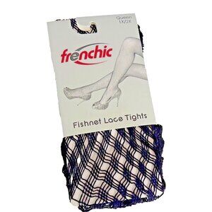 NWT.Black Fishnet Lace Tights QUEEN Size 1X/2X Frenchic 150-225 lbs 5'2 -6'2"